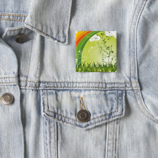 Sint Patrick's Day Shamrock Lucky Clovers Button (In situ)