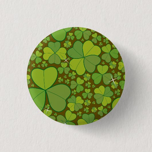 Sint Patrick's Day Shamrock Lucky Clovers Button (Voorkant)