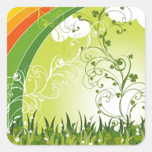 Sint Patrick's Day Shamrock Lucky Clovers Leaves Vierkante Sticker