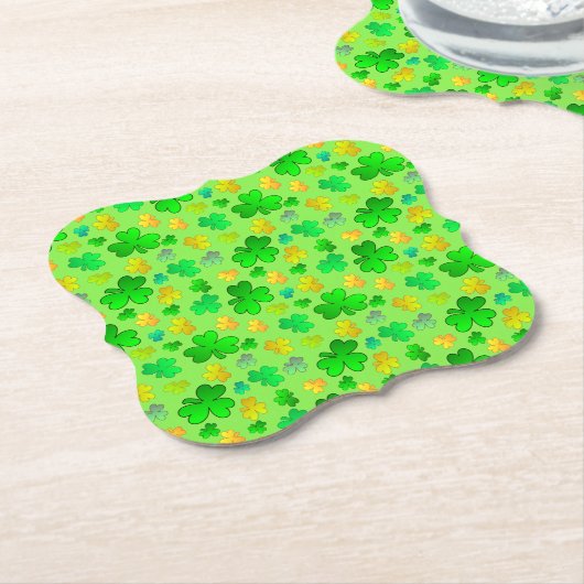 Sint-Patrick's Day Shamrock Paper Onderzetter (Gekanteld)