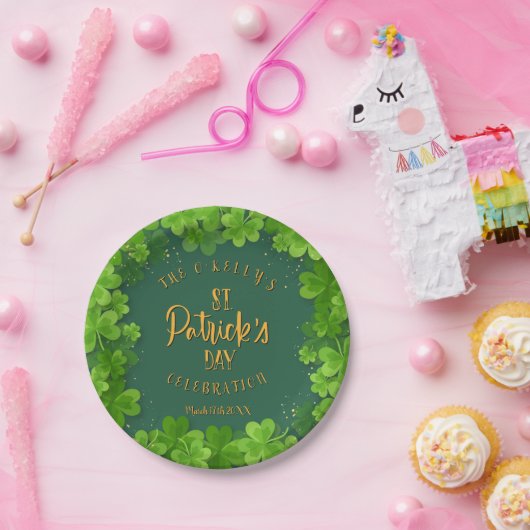 Sint Patrick's Day Shamrock Party Papieren Bordje (Feest)