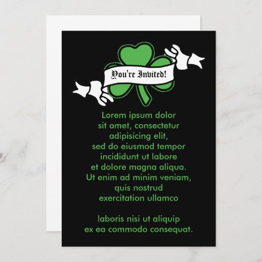 Sint Patrick's Day Shamrock Uitnodiging (Voorkant / Achterkant)