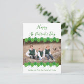 Sint Patrick's Day Shamrock White Green Foto Feestdagenkaart (Staand voorkant)