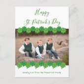 Sint Patrick's Day Shamrock White Green Foto Feestdagenkaart (Voorkant)