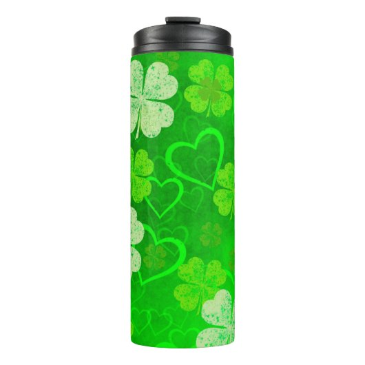Sint Patrick's Day Shamrocks and Hearts Thermosbeker (Voorkant)