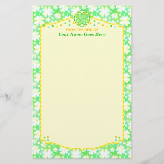 Sint Patrick's Day Shamrocks Retro Waterverf Briefpapier (Voorkant)