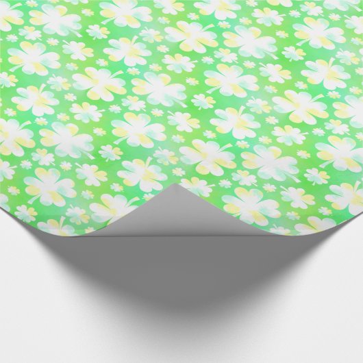 Sint Patrick's Day Shamrocks Retro Waterverf Cadeaupapier (Hoek)