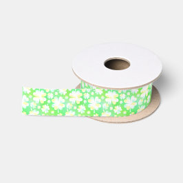 Sint Patrick's Day Shamrocks Retro Waterverf Satijnen Lint