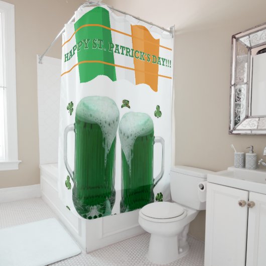 Sint Patrick's Day Shower Curtain Beer Douchegordijn (In situ)