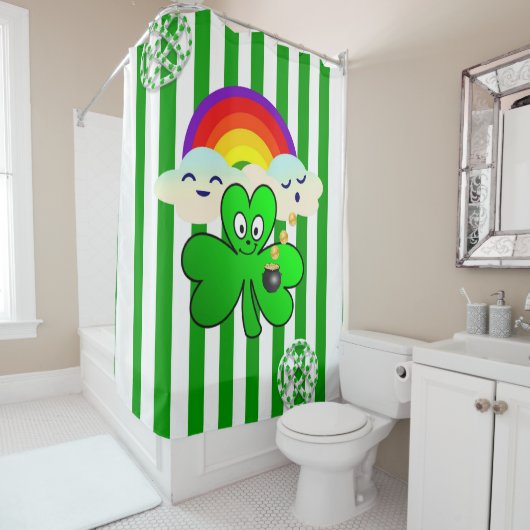 Sint Patrick's Day Shower Curtain Clover Douchegordijn (In situ)