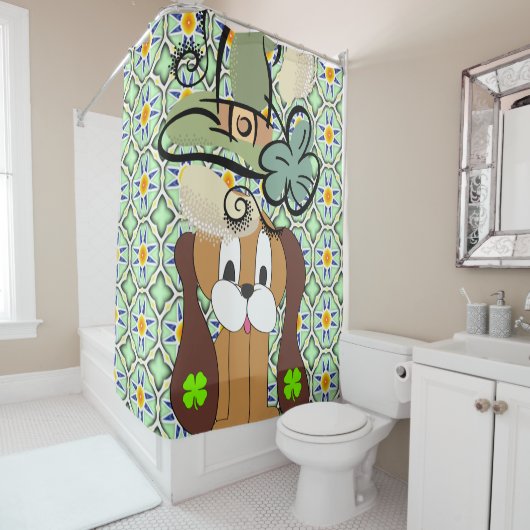 Sint Patrick's Day Shower Curtain Dog Douchegordijn (In situ)