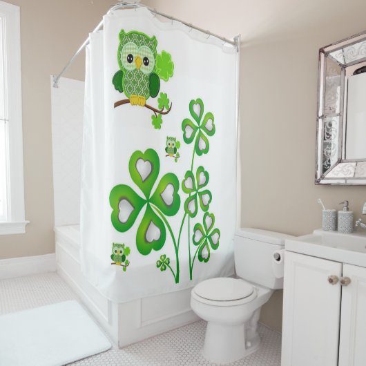 Sint Patrick's Day Shower Curtain Owl Douchegordijn (In situ)