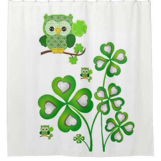 Sint Patrick's Day Shower Curtain Owl Douchegordijn (Voorkant)