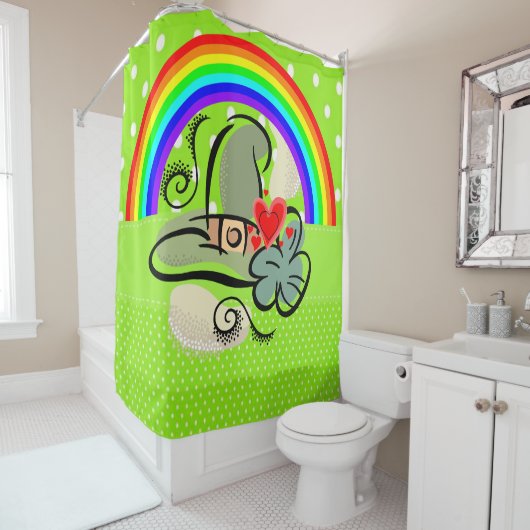 Sint Patrick's Day Shower Curtain Rainbow Douchegordijn (In situ)