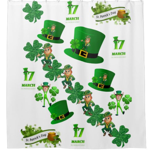 Sint Patrick's Day Showercurtain Douchegordijn (Voorkant)