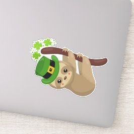 Sint Patrick's Day Sloth, Pet Leprechaun, Clovers Sticker