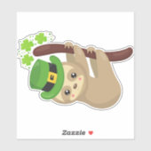 Sint Patrick's Day Sloth, Pet Leprechaun, Clovers Sticker (Vel)