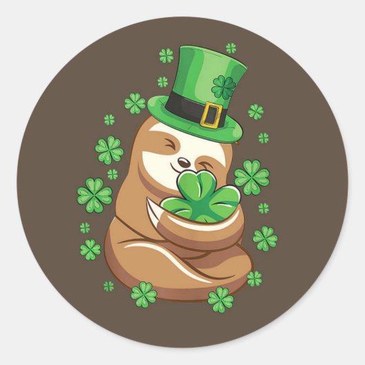 Sint-Patrick's Day Sloth stcker Ronde Sticker (Voorkant)