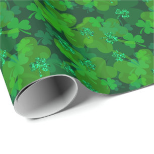 Sint-Patrick's Day Sparking Shamrock Gift Wrap Cadeaupapier