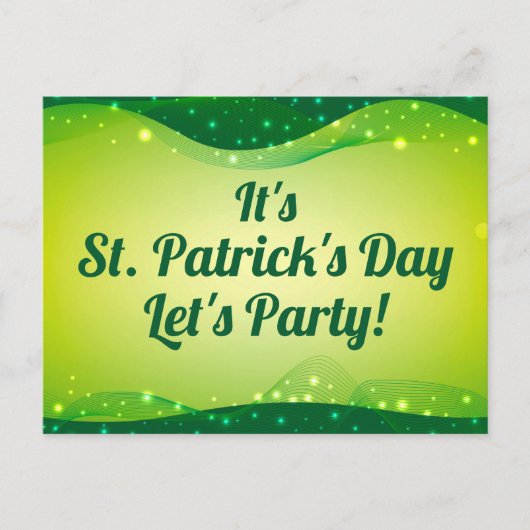 Sint Patrick's Day Sparkle Let's Party Invitation Briefkaart (Voorkant)
