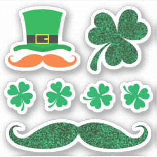 Sint Patrick's day stickers - klaver pet snor