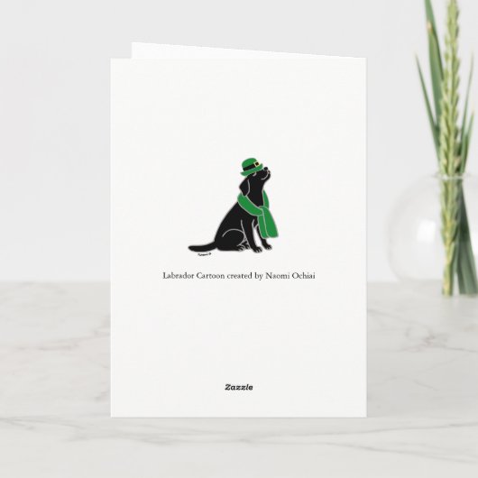 Sint Patrick's Day Stylish Black Labrador Clovers Kaart (Achterkant)