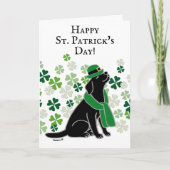 Sint Patrick's Day Stylish Black Labrador Clovers Kaart (Voorkant)