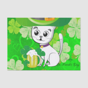 Sint Patrick's Day Tissue Paper Cat Beer Tissuepapier