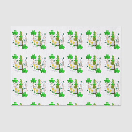 Sint Patrick's Day Tissue Paper Clover Wine Tissuepapier (Voorkant)