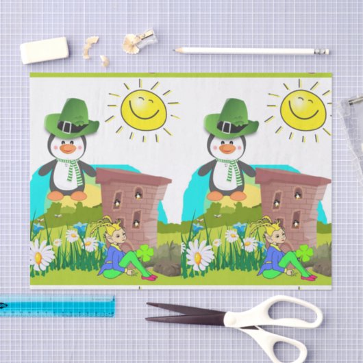 Sint Patrick's Day Tissue Paper Penguin Tissuepapier (Craft)
