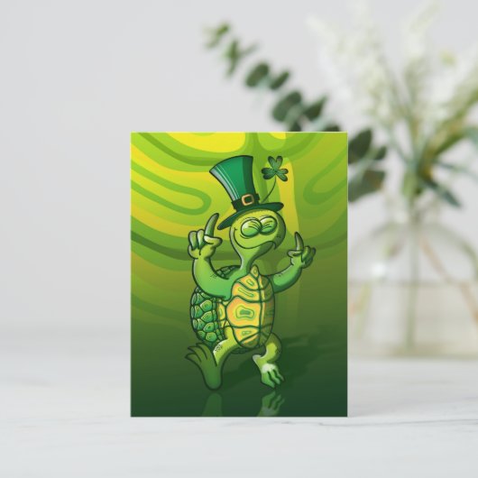 Sint Patrick's Day Turtle Briefkaart (Staand voorkant)