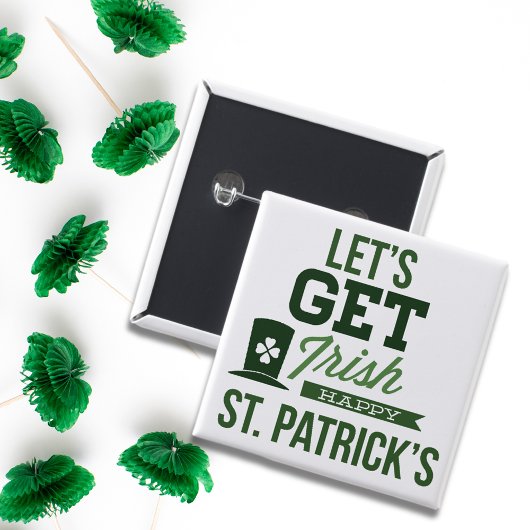 Sint Patricks Day Typografie Vierkante Button 5,1 Cm