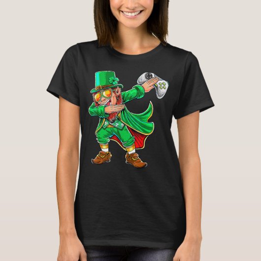 Sint Patrick's Day Video Game Dabbing Leprechaun G T-shirt (Voorkant)