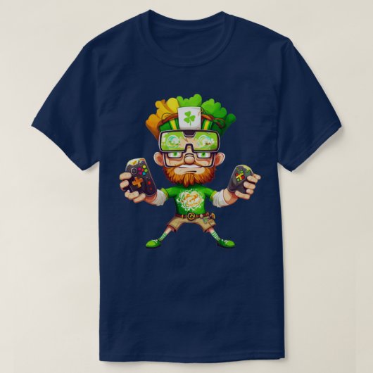Sint Patricks Day Video Game Shirt Gamer Leprechau (Design voorkant)
