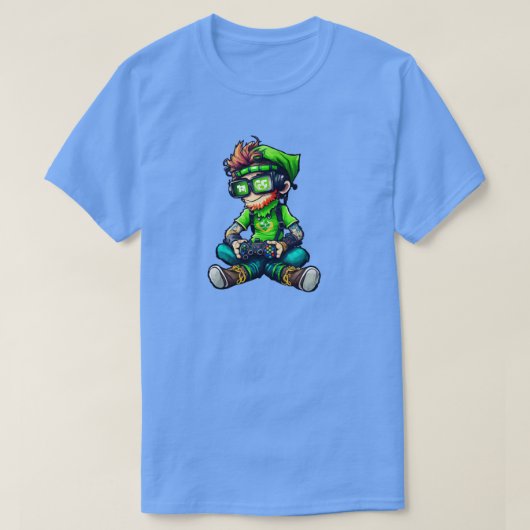 Sint Patricks Day Video Game Shirt Gamer Leprechau (Design voorkant)