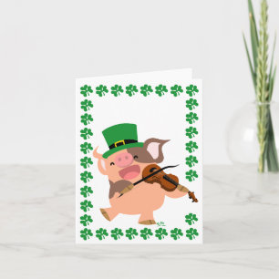 Sint-Patrick's Day violinist varken notecard Kaart