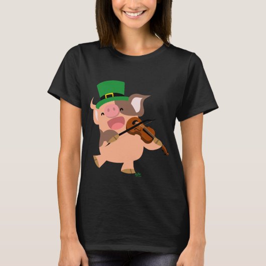Sint Patrick's Day violist varken T-shirt (Voorkant)