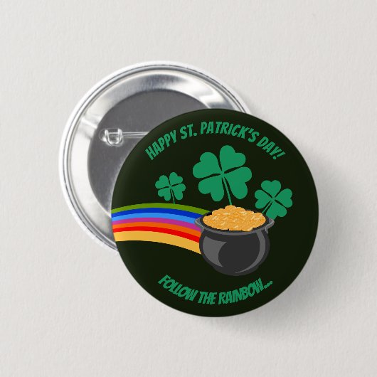 Sint Patrick's Day volgt de regenboogButton Ronde Button 5,7 Cm (Voorkant /achterkant)