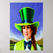 Sint Patrick's Day Vrouwen Groene pet | AI Art. Poster (Voorkant)
