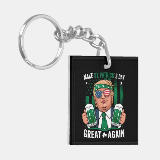 Sint Patrick's Day weer geweldig Ierse Trump Sleutelhanger (Voorkant Links)
