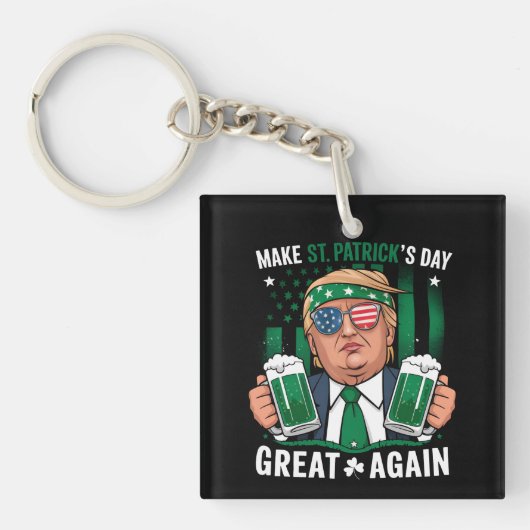 Sint Patrick's Day weer geweldig Ierse Trump Sleutelhanger (Voorkant)