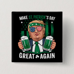 Sint Patrick's Day weer geweldig Ierse Trump Vierkante Button 5,1 Cm
