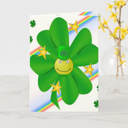 Sint Patrick's Day Wenskaart Shamrock Kaart (Gele Bloem)