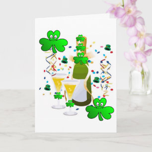 Sint Patrick's Day Wenskaart Shamrock Wine Kaart
