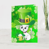 Sint Patrick's Day Wenskaart ShamrockCat Beer Kaart (Voorkant)