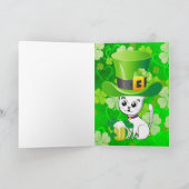 Sint Patrick's Day Wenskaart ShamrockCat Beer Kaart (Binnen)