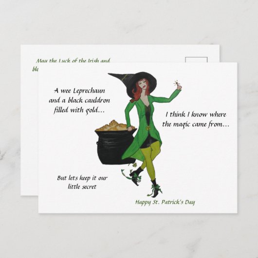 Sint Patrick's Day-Witch magie is het goud Briefkaart (Voorkant / Achterkant)