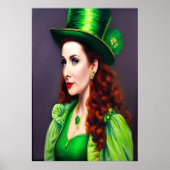 Sint Patrick's Day Women Red hair | AI Art Poster (Voorkant)