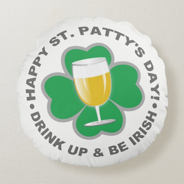 Sint-Patrick's Day-worstkussen Rond Kussen (Voorkant)