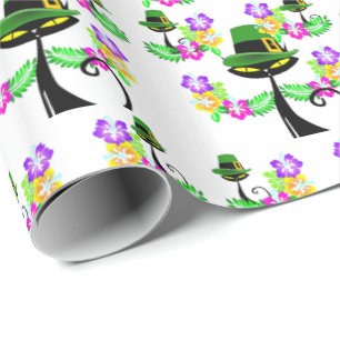 Sint-Patrick's Day Wrapping Paper Cat Floral Cadeaupapier
